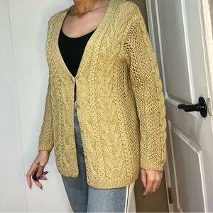Adrienne Vittadini Gold Cable Knit Cardigan